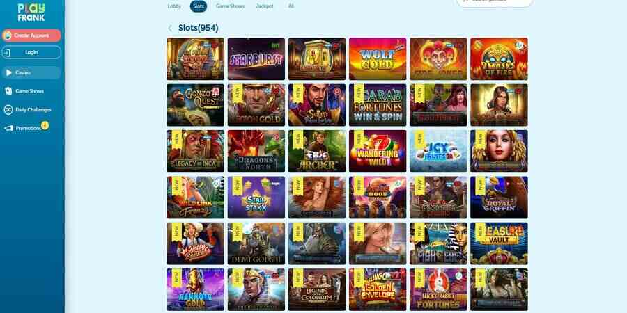 PlayFrank casino slots games