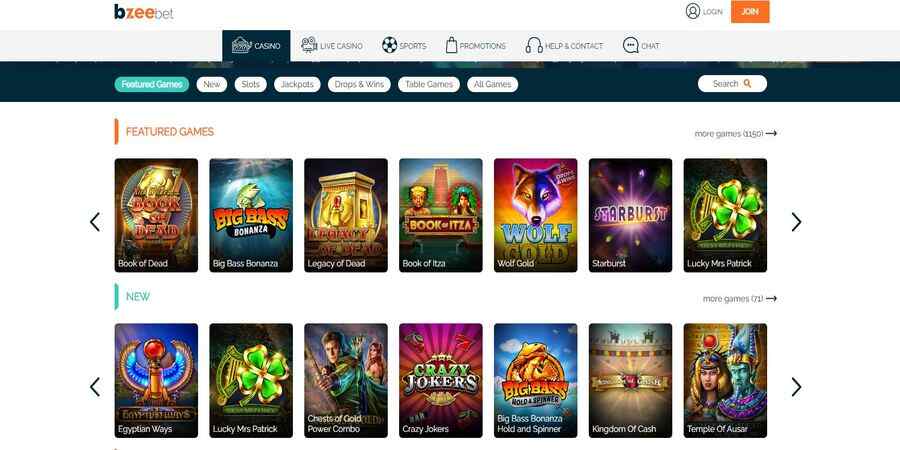 Online slots at BZeebet casino