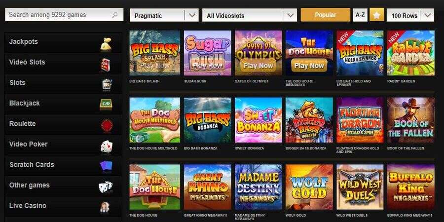 Pragmatic Play slots at Videoslots Casino