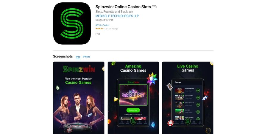 Spinzwin casino app - UK casino apps