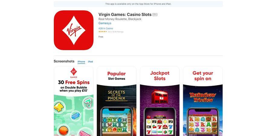 Virgin Games app