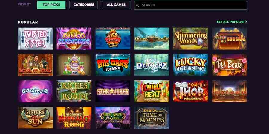 Slot games at Cosmic Spins casino