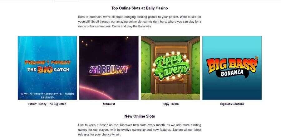 Online slot games at Bally Casino