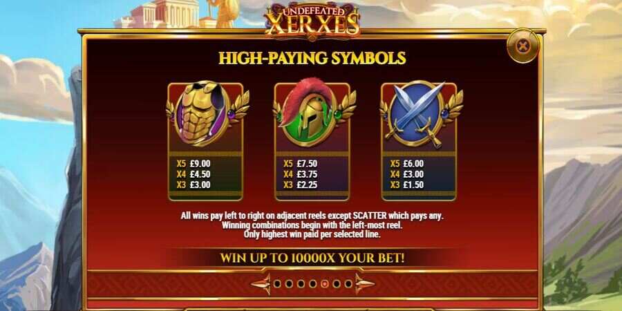 undefeated Xerxes slot high paying symbols