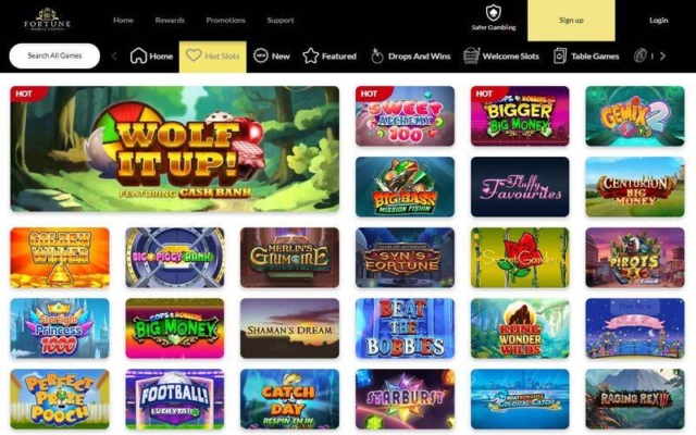 Fortune Mobile Casino Slots Lobby on Desktop