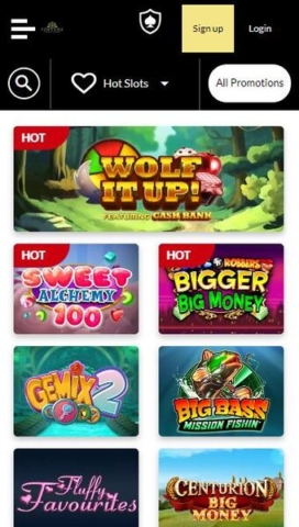 Fortune Mobile Casino Slots Lobby on Mobile