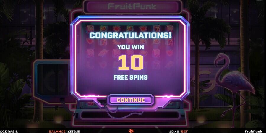 Fruit Punk bonus game and free spins