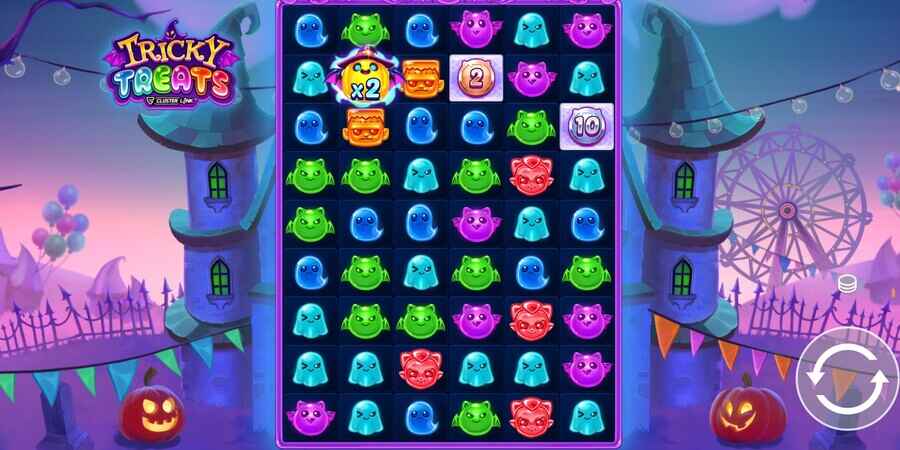 Tricky Treats Cluster Link Slot game reels